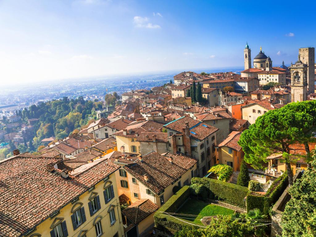 View of medieval Upper Bergamo - beautiful medieval town in north Italy
