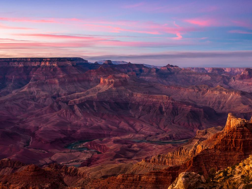 Grand Canyon, Arizona, USA taken at Lipan Point overlook on the south rim of the Grand Canyon at sunset.