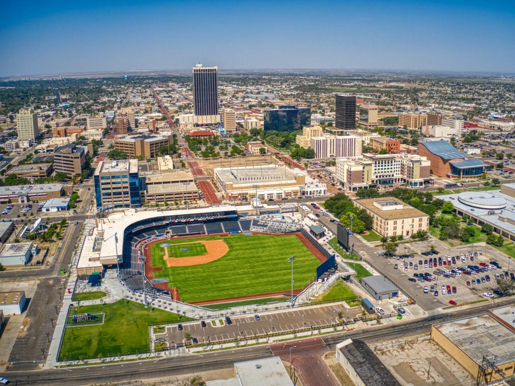 Aerial View of Downtown Amarillo, Texas in Summer