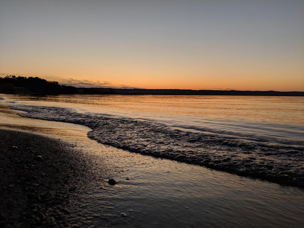 Sunset hitting the waters over west Grand Traverse Bay