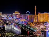 Panoramic view of the Las Vegas Strip, Nevada, at night. 