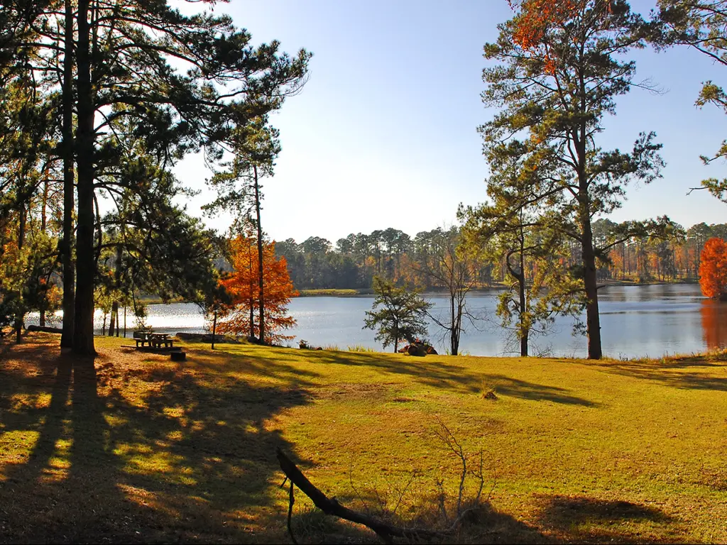 Ratcliff Lake in the fall in the Davy Crockett National Forest, Texas