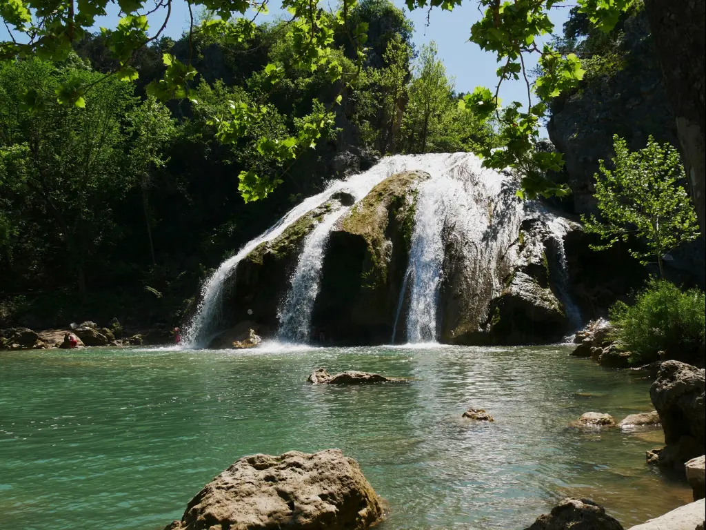 Turner Falls Park in Oklahoma with the famous waterfall.