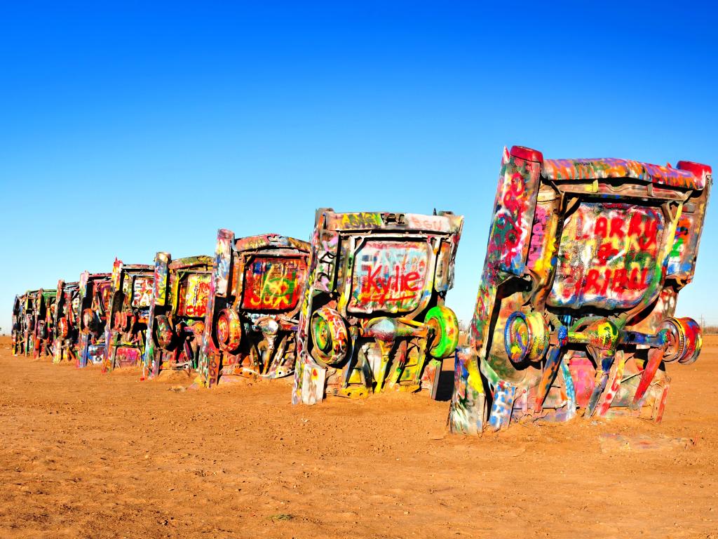 Cadillac Ranch is a public art installation and sculpture in Texas, U.S. created in 1974 by Chip Lord, Hudson Marquez and Doug Michels, of the art group Ant Farm.