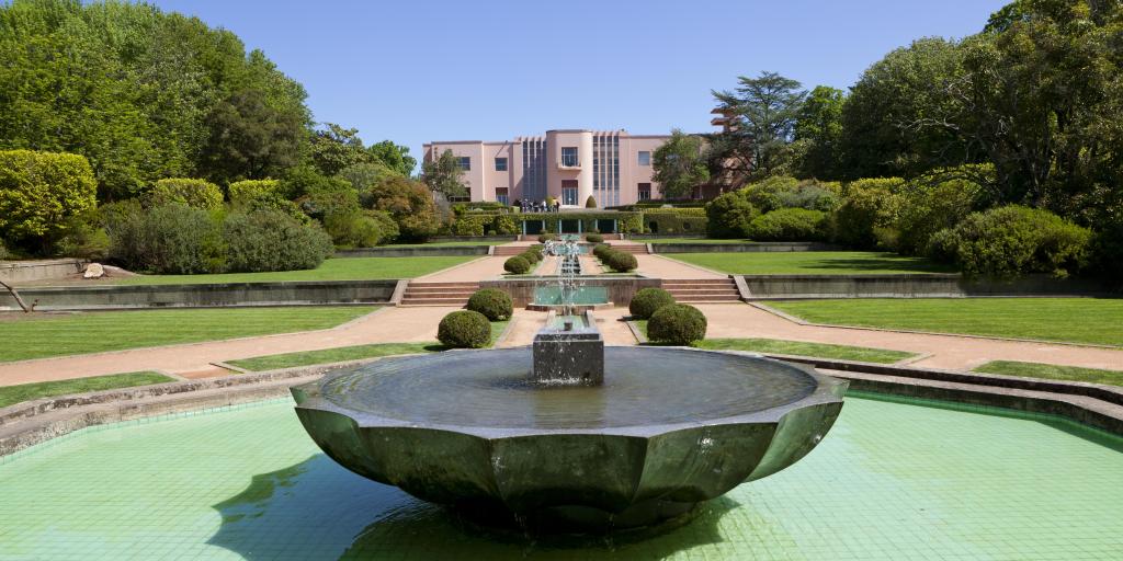Fountain in front of Casa de Serralves in Porto, Portugal