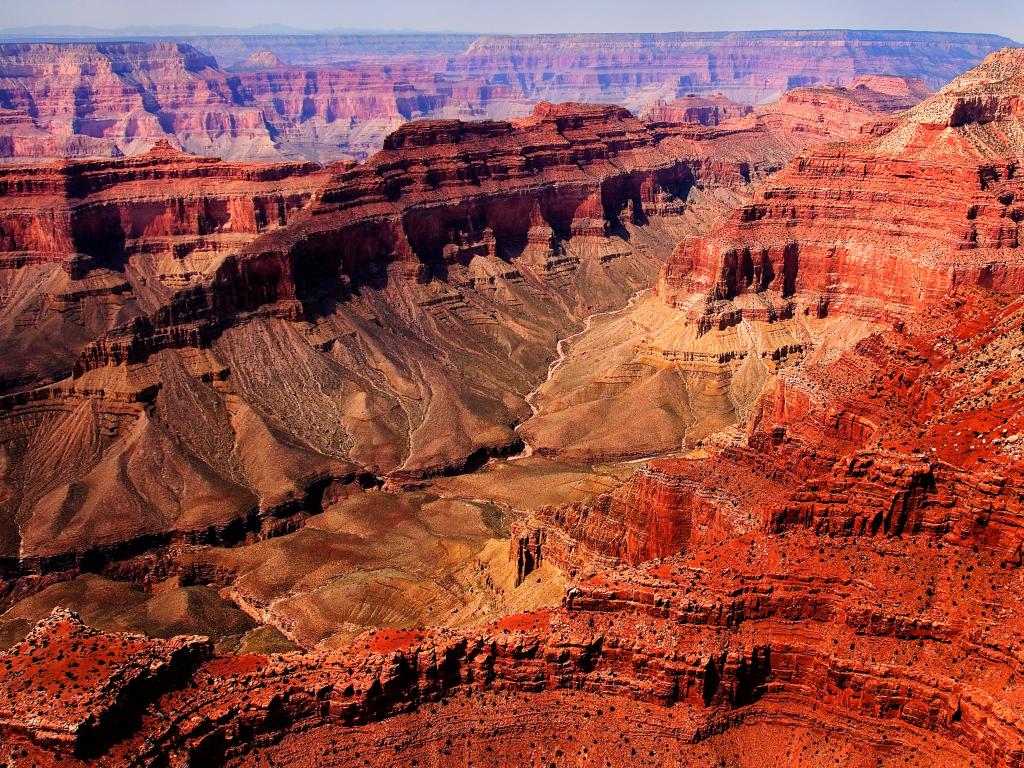 Aerial view of the Grand Canyon and Colorado River, Dragon Corridor, Arizona, USA