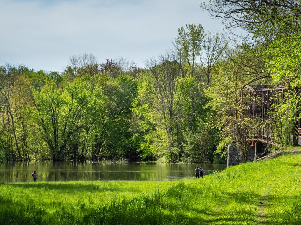 Fishing in the Erie Canal by the National Wildlife Refuge.