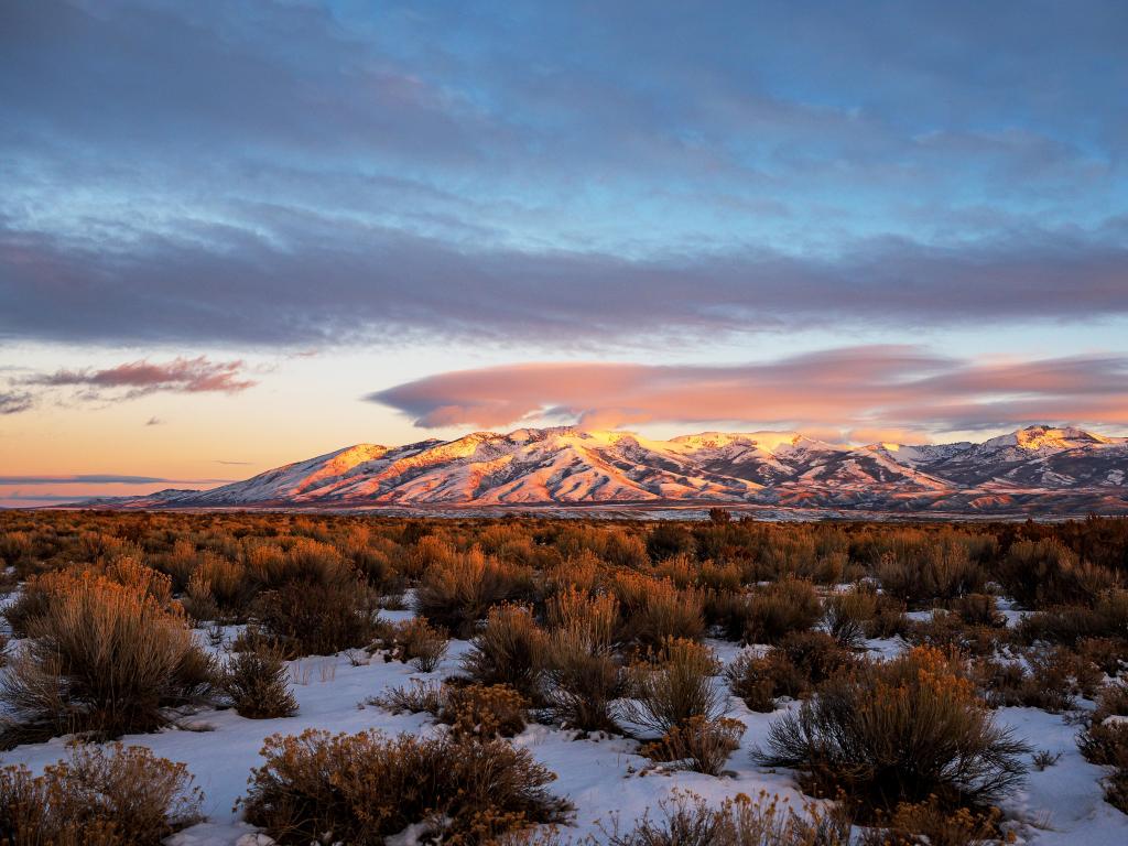 Sunset over Little Cedar Mountain, near Angel Lake in Nevada 