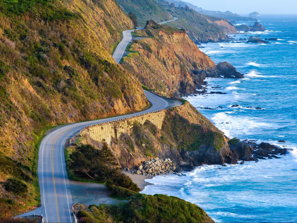 Pacific Coast Highway following the rugged coastline through the Big Sur in California.