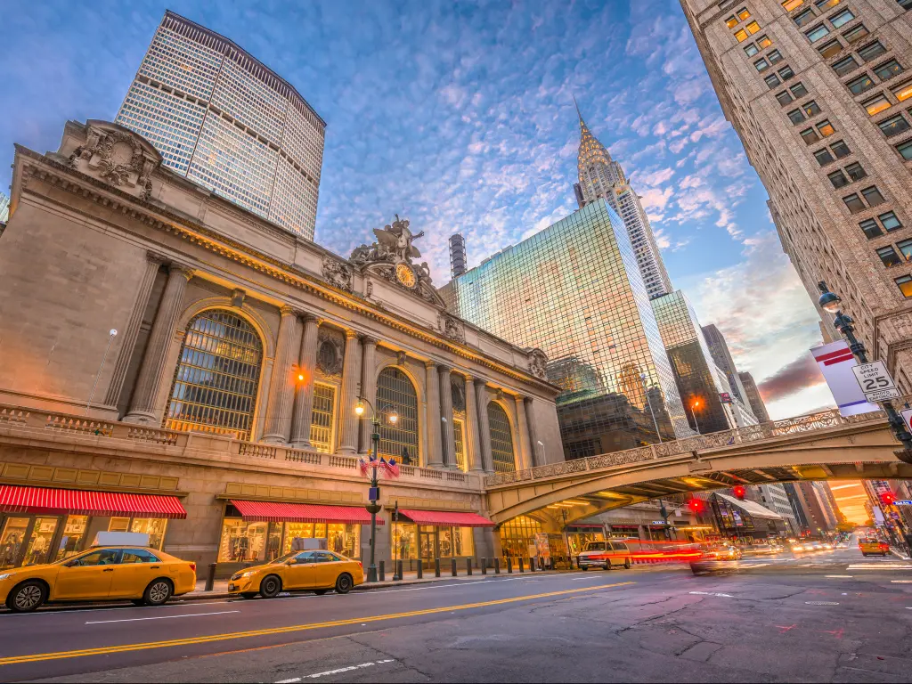 Grand Central Terminal and the busy street of Manhattan New  York early morning.