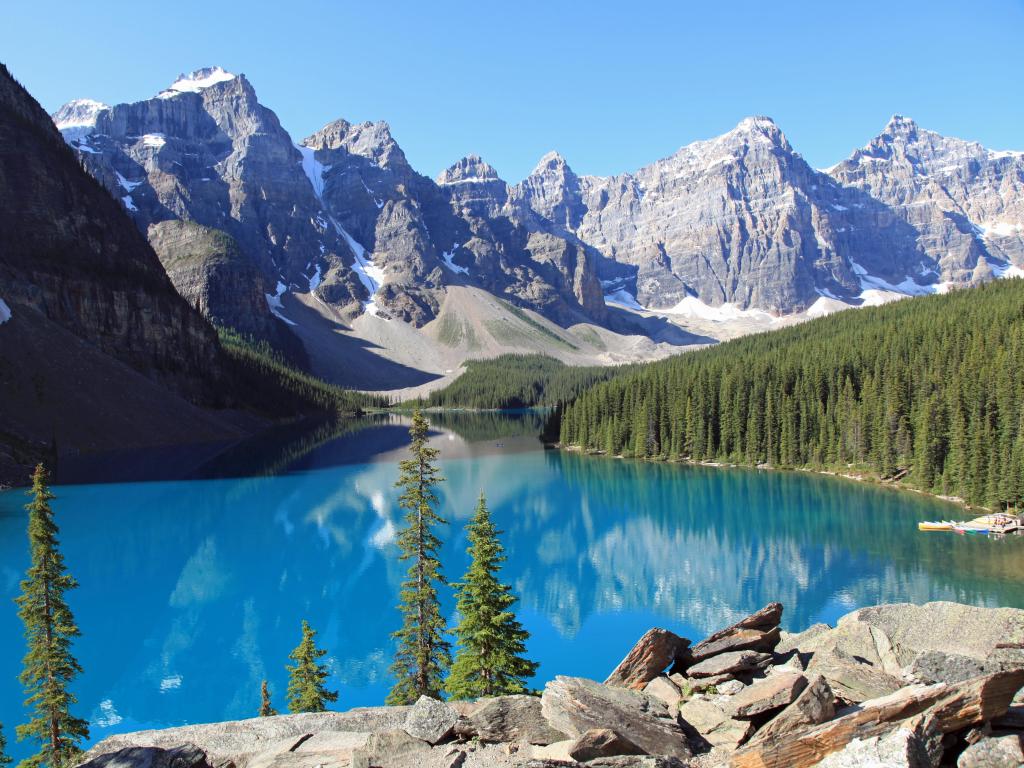 Beautiful Moraine Lake in Banff National Park, Alberta, Canada