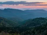 Panoramic sunset over the Blue Ridge Mountains of North Carolina