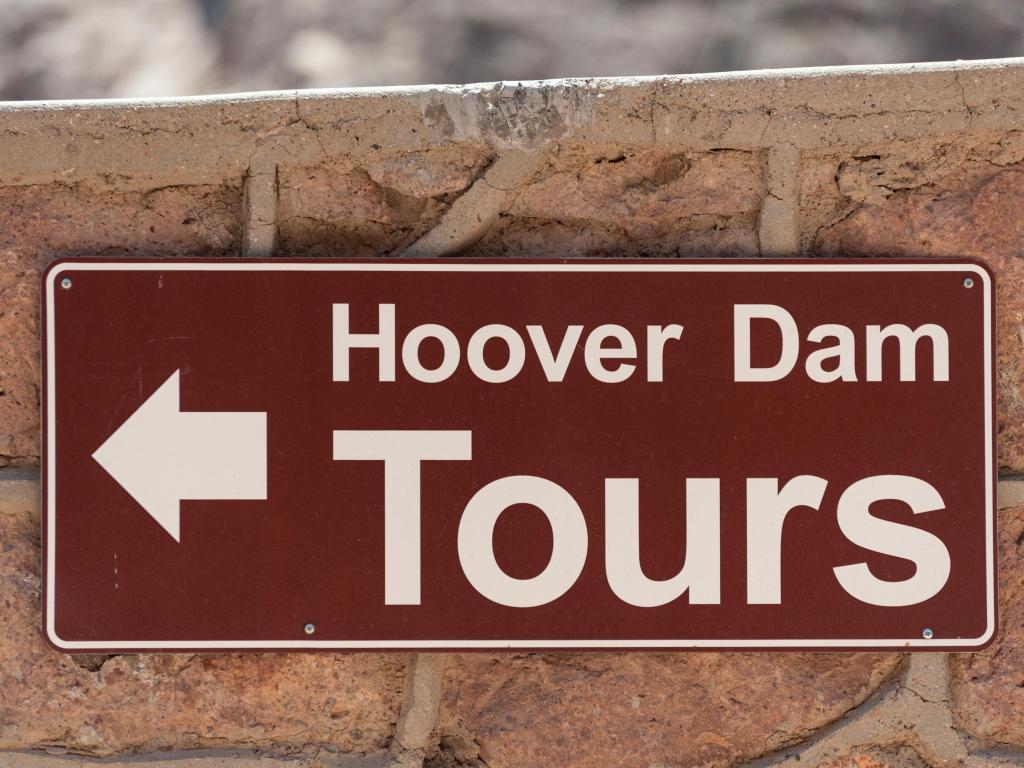 Sign advertising Tours of the Hoover Dam.