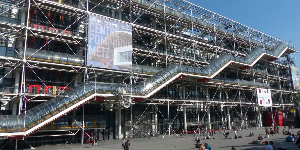 The pipes and tubes of the distinctive Georges Pompidou Centre in Paris