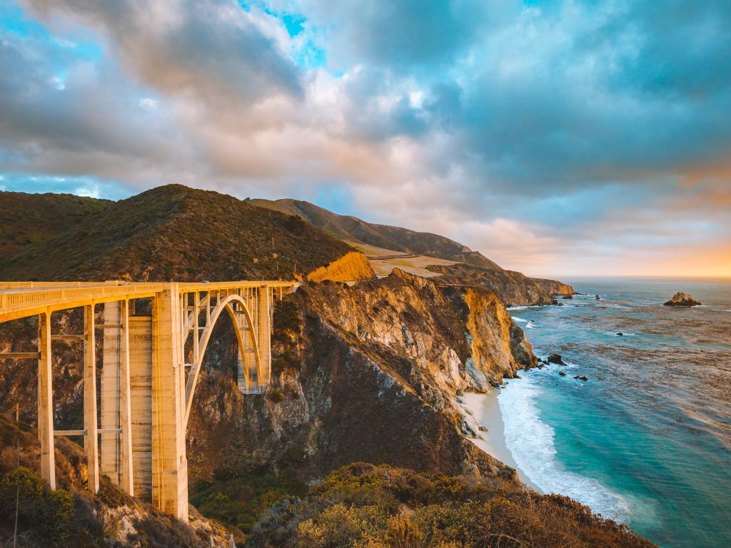 Bixby Creek Bridge along Highway 1 - part of the Pacific Coast Highway through California's Big Sur.