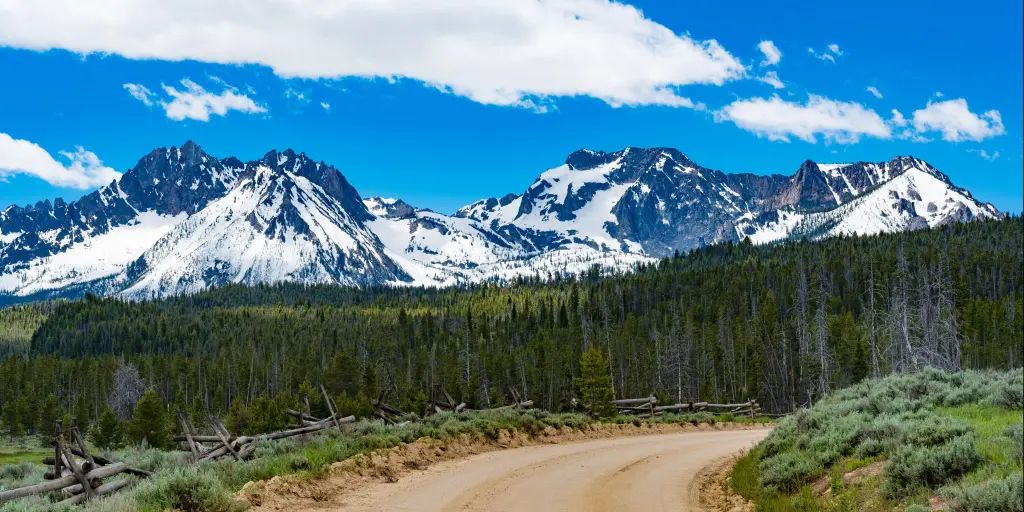 A stretch of the Sawtooth Scenic Byway in Idaho