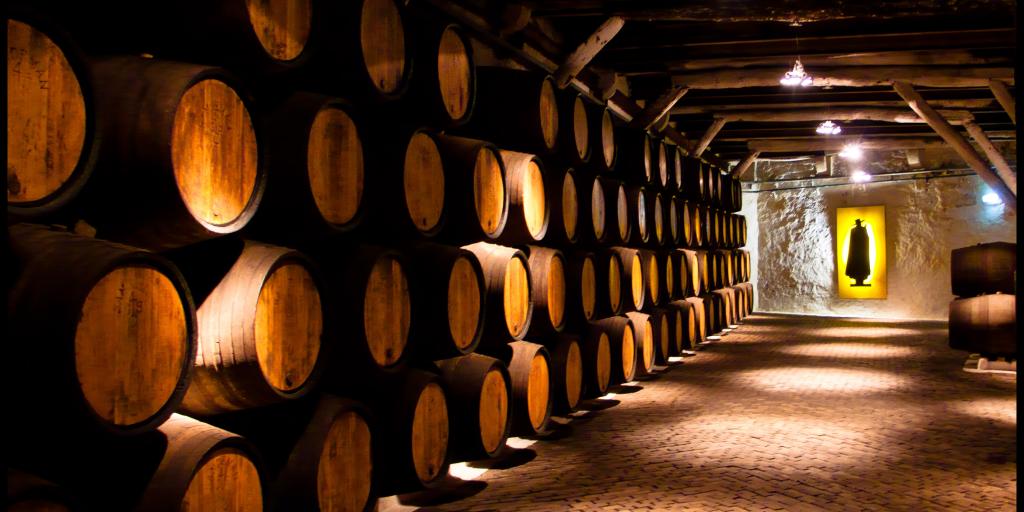 Sherry barrels at Sandeman bodegas, Jerez