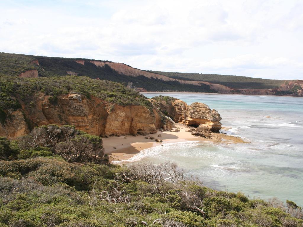 Point Addis Marine National Park, Australia with a view of the natural landscape of Point Addis in Australia with the white cliffs and sea.