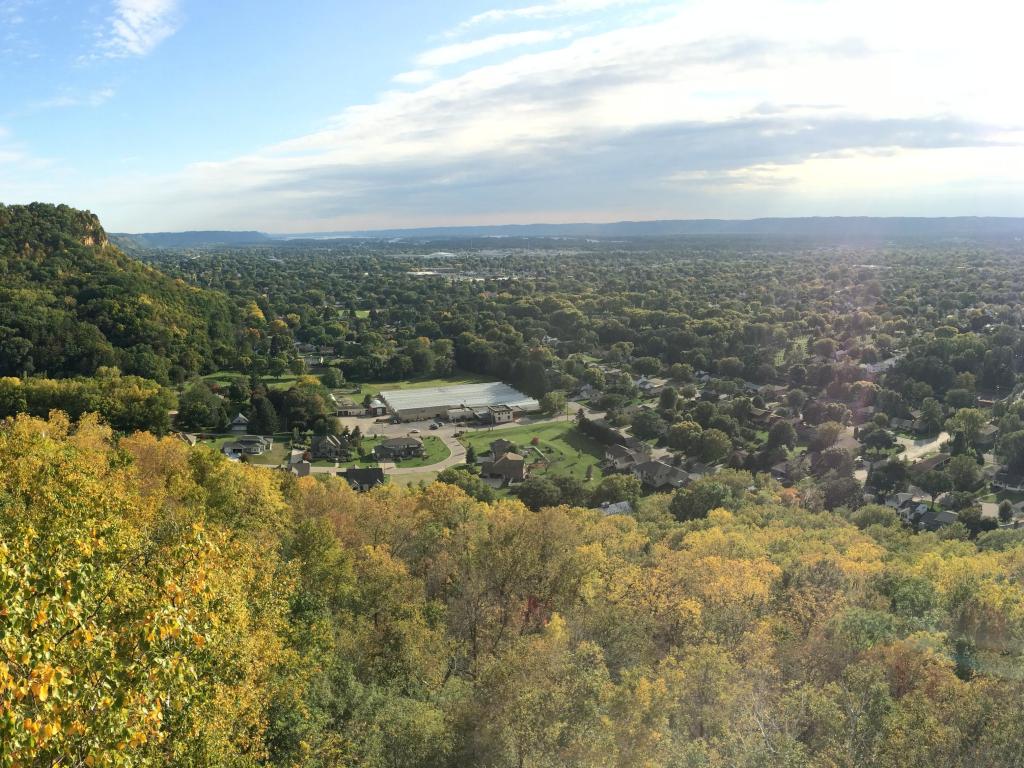 La Crosse, Wisconsin, USA taken at a Bluff with stunning views of the trees and town beyond. 