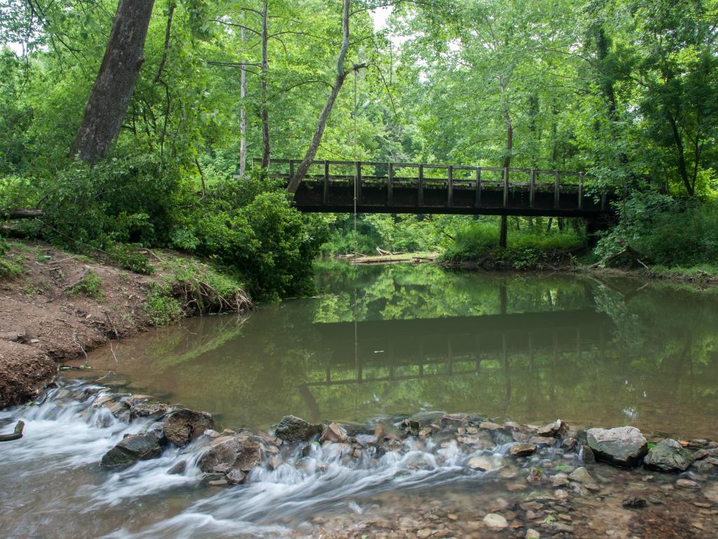 Wooden bridge over the Big Creek, Shawnee National Forest, Illinois, USA