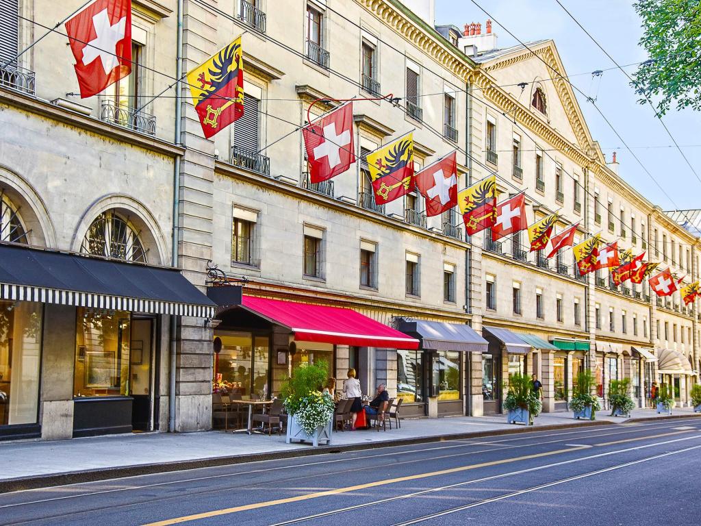 Geneva street view in summertime