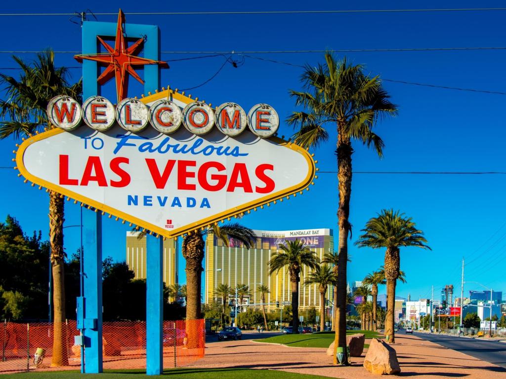 Famous Las Vegas sign on bright sunny day