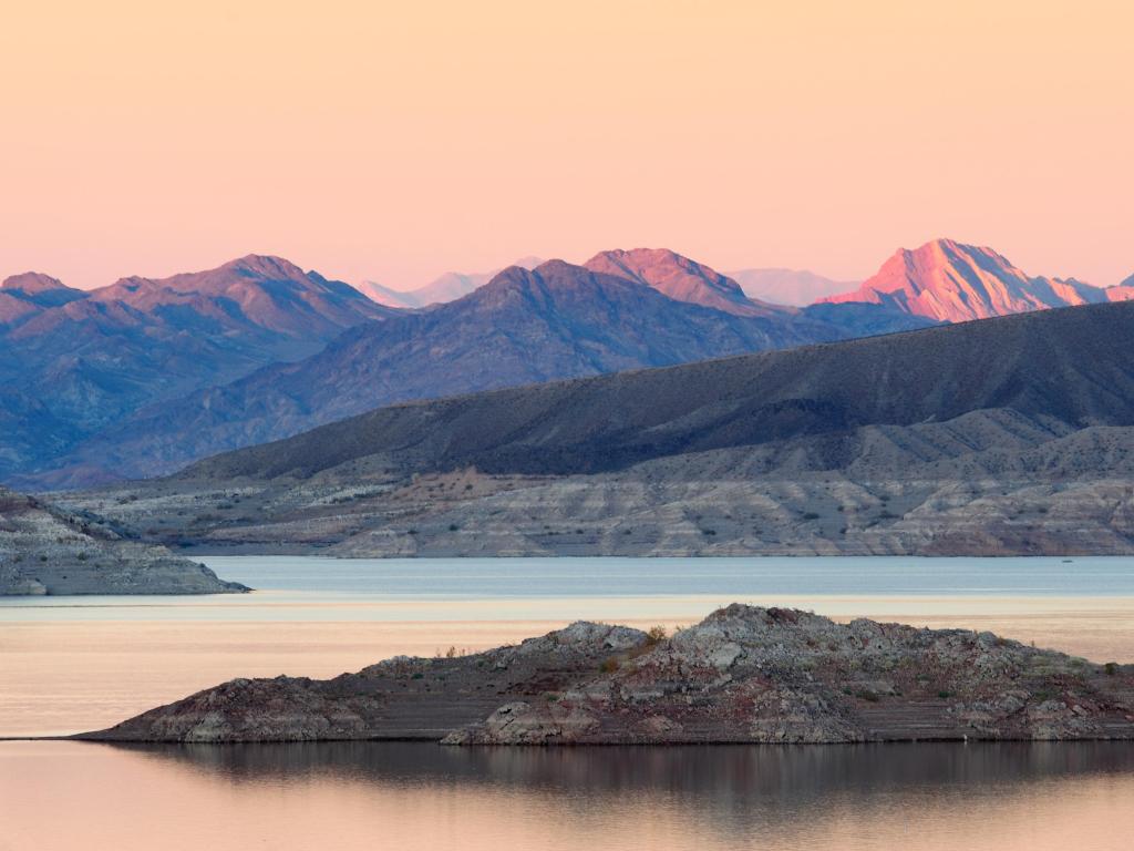 Twiight at Lake Mead at the Lake Mead National Recreational Area near Boulder City, Nevada, USA.