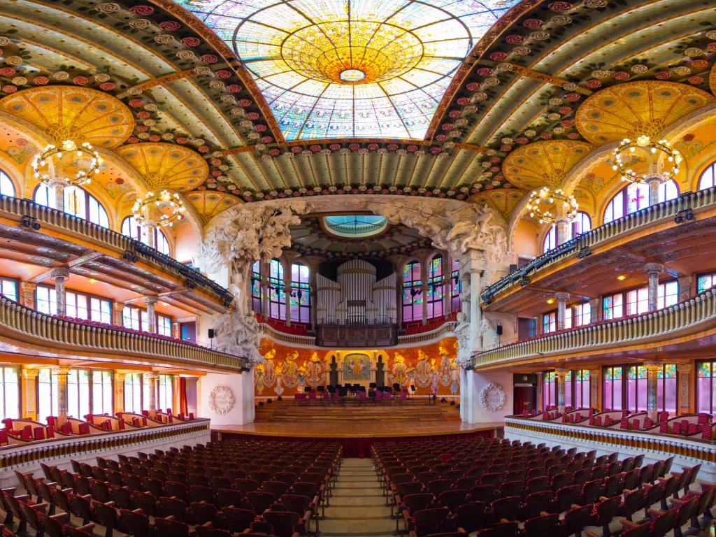 Inside the Palau de la Música Orfeo Catala in Barcelona