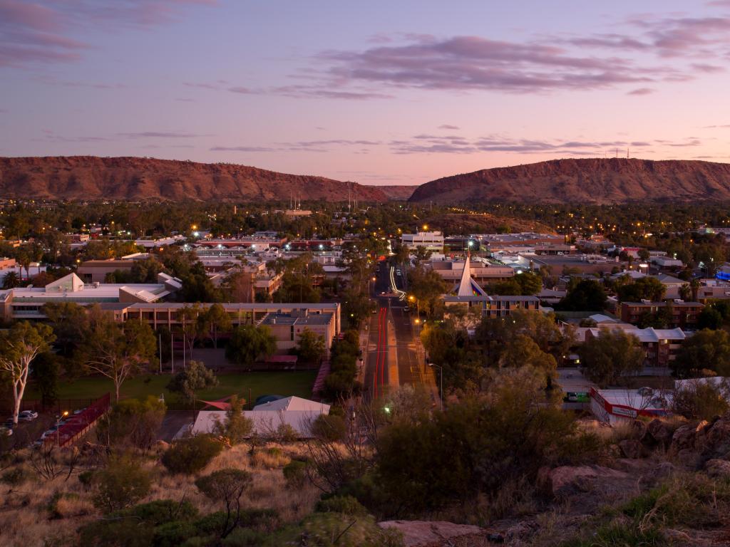 Alice Springs, Northern Territory, Australia with a view from Anzac Hill on a fine winter's day in Alice Springs taken at early evening.