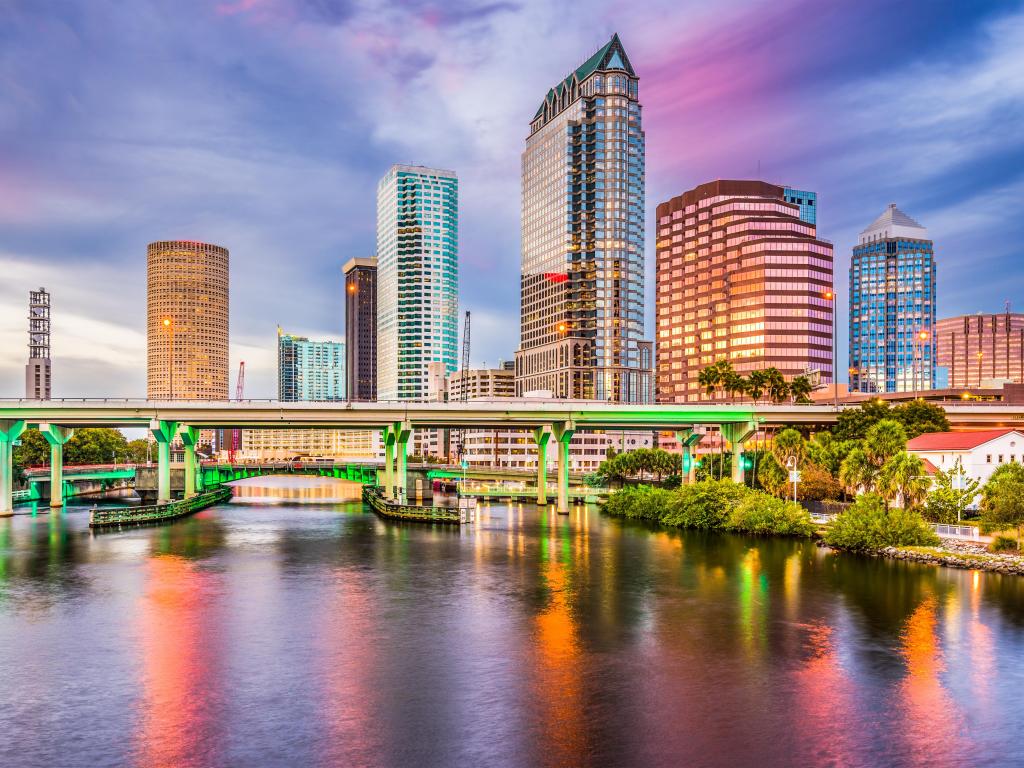 Tampa, Florida, USA downtown skyline on the Hillsborough River.