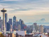 Seattle skyline as seen from Kerry park before sunset