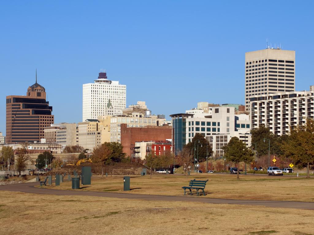 View of Memphis skyline from Tom Lee park, Memphis, Tennessee