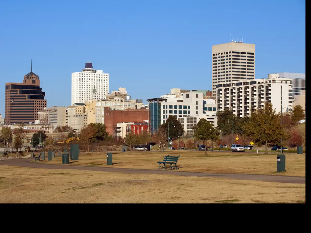 View of Memphis skyline from Tom Lee park, Memphis, Tennessee