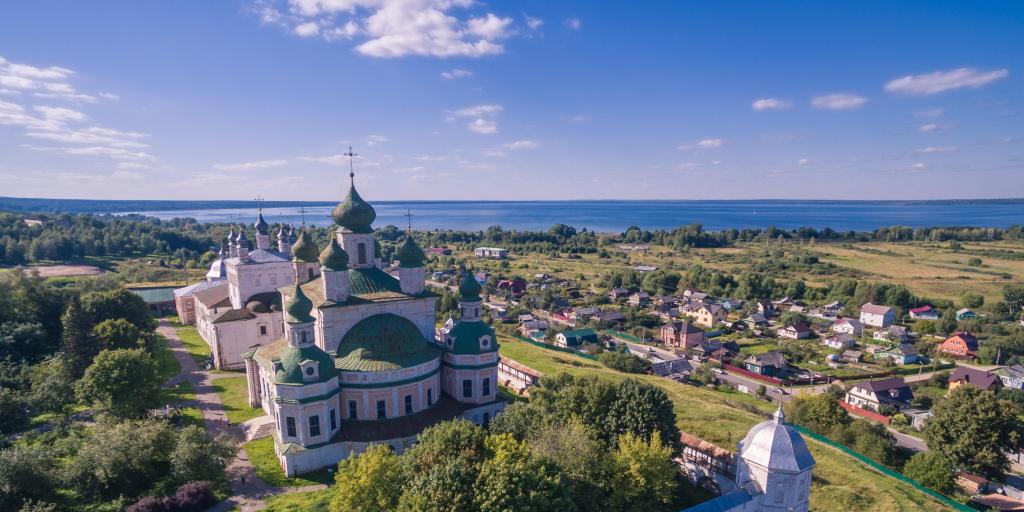 An aerial view of Goritsky monastery, Pereslavl-Zalessky, Russia, with the town seen in the background