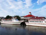View across boats along the harbour at Historic Lewes, Delaware