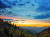 Great Smoky Mountains National Park Sunrise Scene Gatlinburg TN Oconaluftee Valley