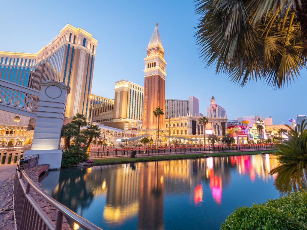 Evening view of The Strip in Las Vegas, Nevada