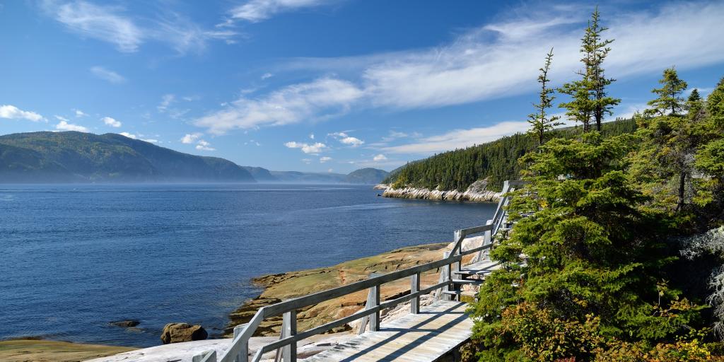 A path along the Saguenay Fjord, Quebec with views of the water 