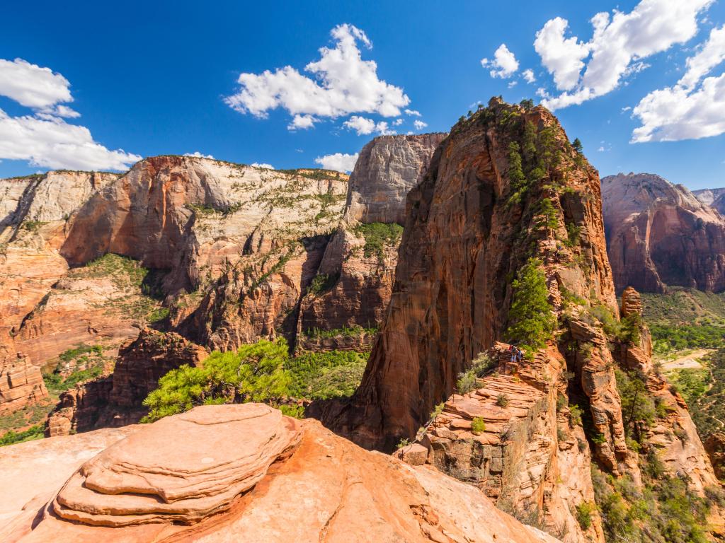 Zion National Park, Utah, USA taken at the dramatic Angel's Landing scenery on a sunny day.