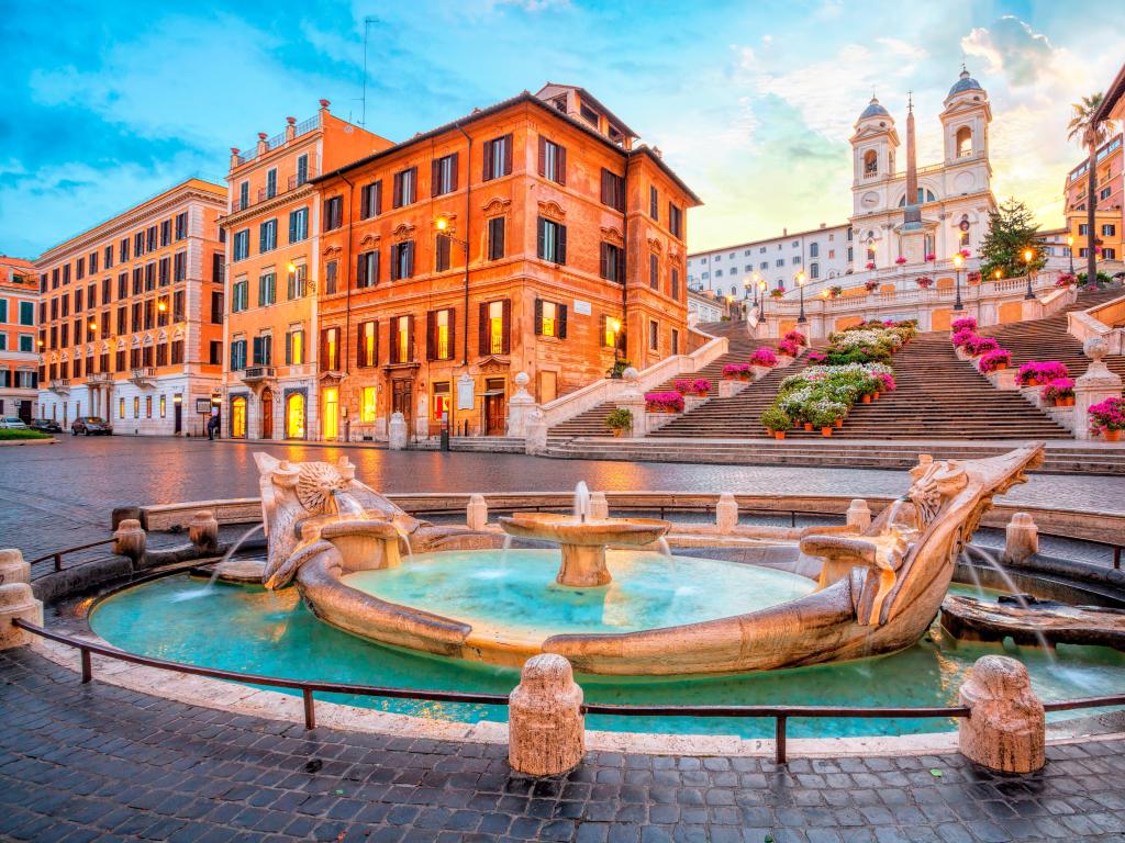 Piazza di Spagna in Rome, italy. Spanish steps in Rome, Italy in the morning. One of the most famous squares in Rome, Italy.