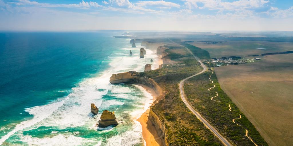 The Great Ocean Road skirts along the coast in Australia