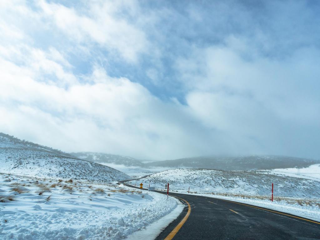 Road through Snowy Mountains (with snow), Australia