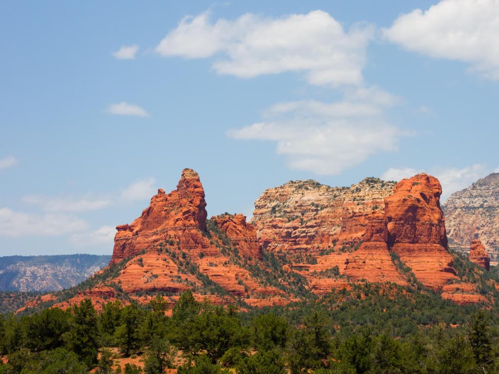Sedona, Arizona, USA with a view of the rock formations near Coconino National Forest.