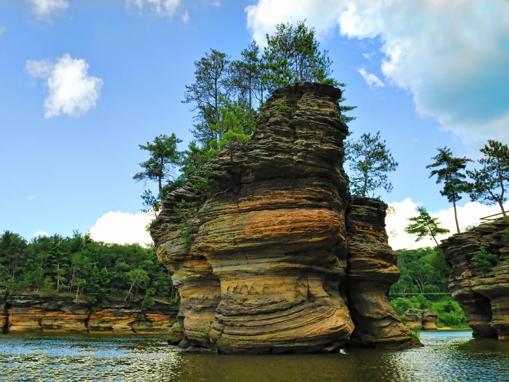 Wisconsin Dells sandstone formations in the Wisconsin River