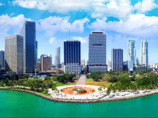 View of Downtown Miami from the ocean.