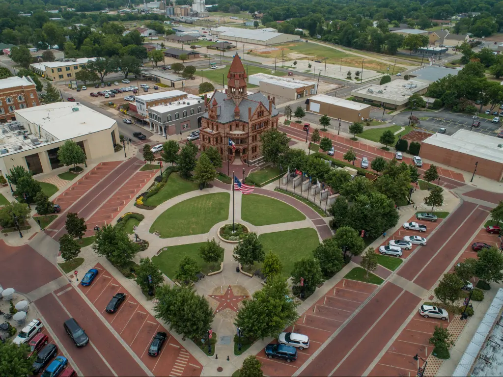 Hopkins County Courthouse and Celebration Plaza in Sulphur Springs, Texas