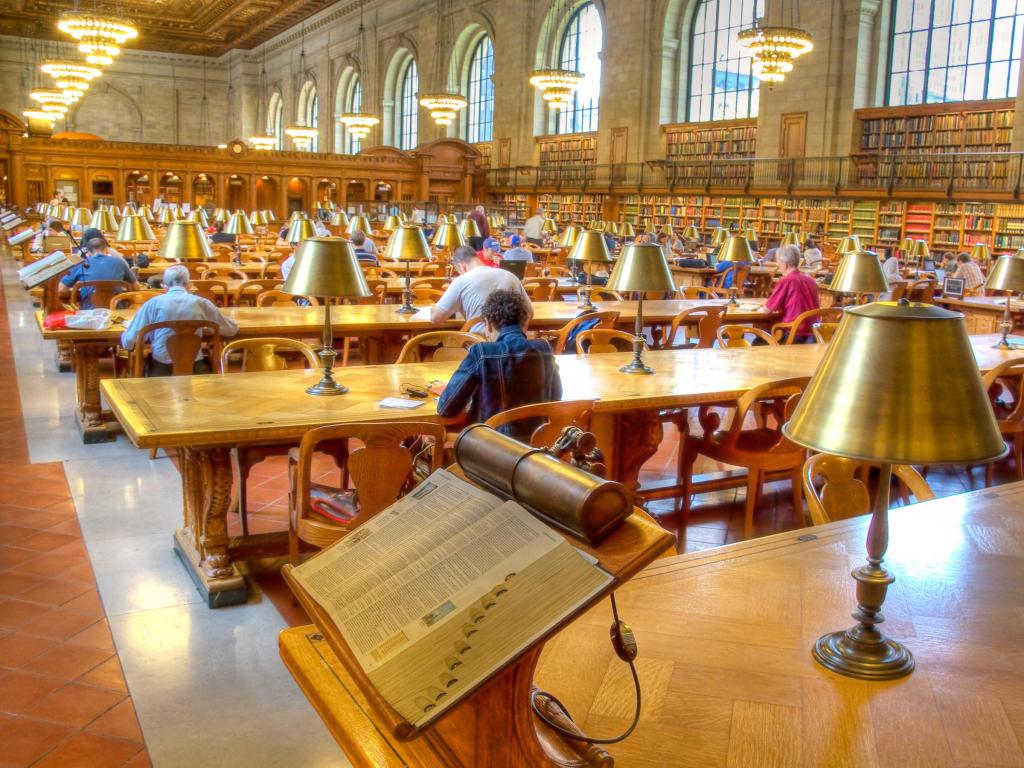 People reading in the New York Public Library