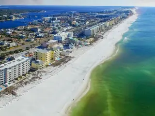 Fort Walton Beach aerial view at sunset, Florida