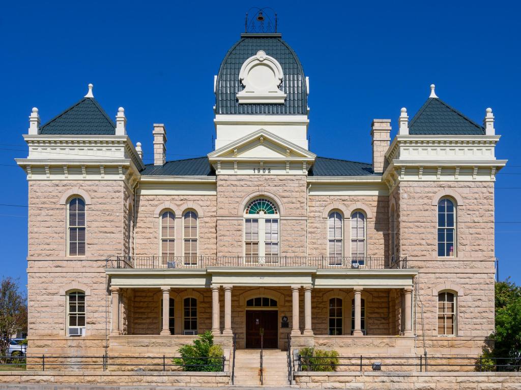 Town Square and Historic Crockett County Courthouse, West Texas, United States