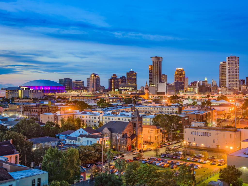 New Orleans, Louisiana downtown at night.